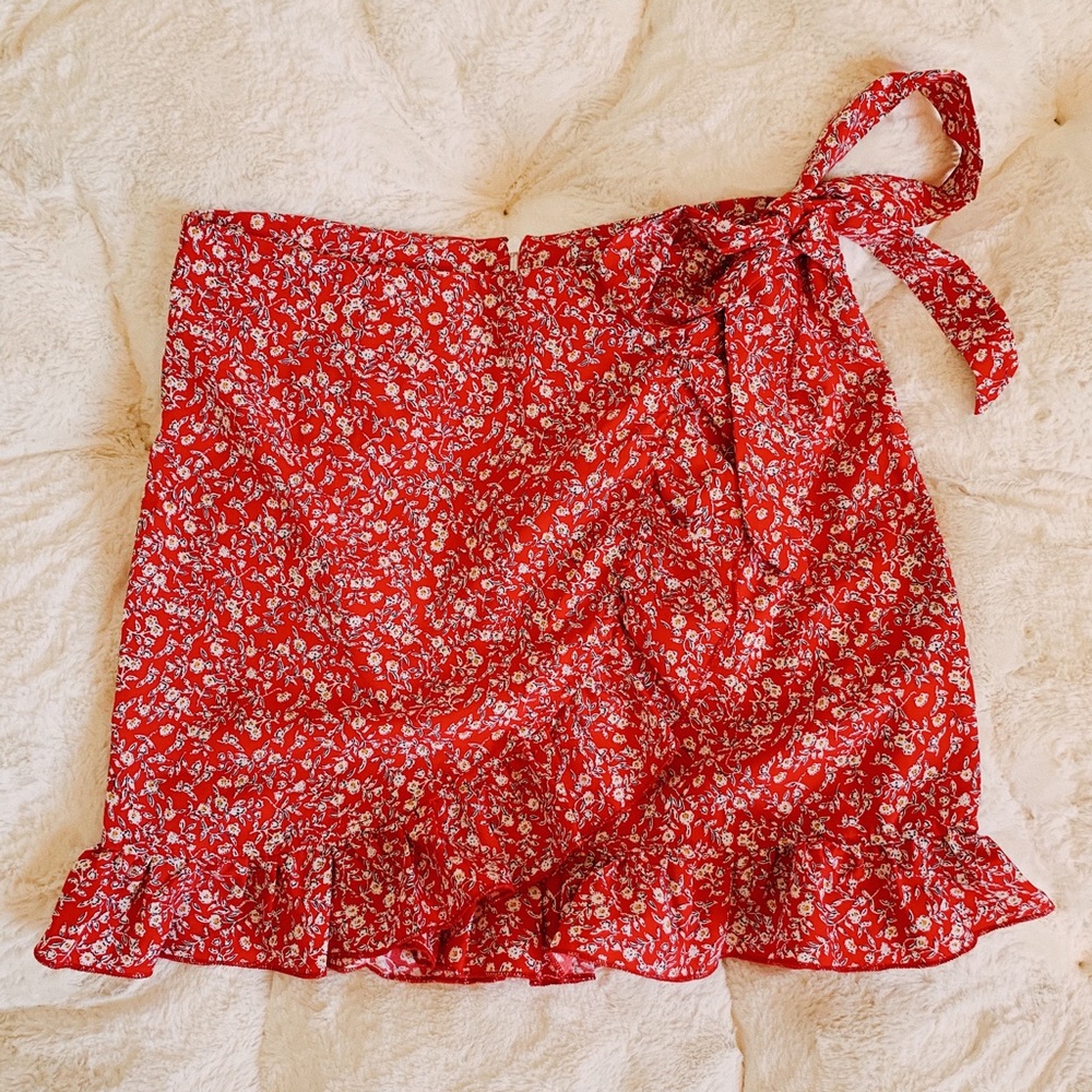 Ruffled Wrap Mini Skirt